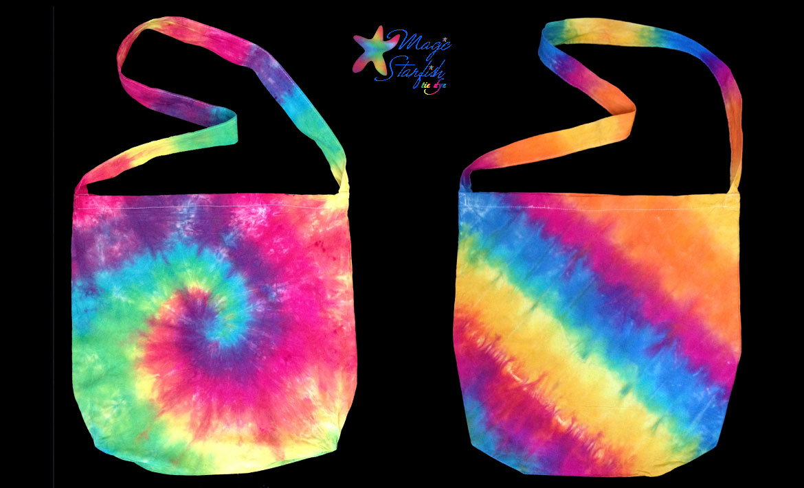 Rainbow Tie Dyed Sling Library bag workshop kit
